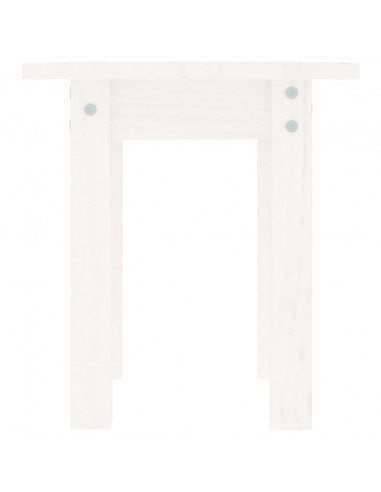 Tavolino da Salotto Bianco Ø 35x35 cm in Legno Massello di Pino