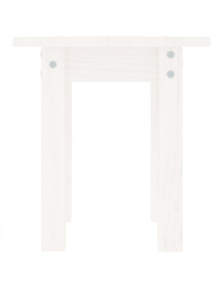 Tavolino da Salotto Bianco Ø 35x35 cm in Legno Massello di Pino