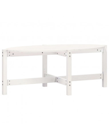 Tavolino da Salotto Bianco 118x63x45 cm Legno Massello di Pino