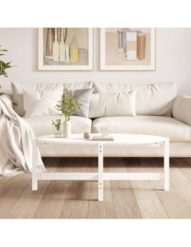 Tavolino da Salotto Bianco 118x63x45 cm Legno Massello di Pino