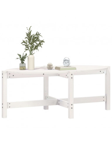 Tavolino da Salotto Bianco 118x63x45 cm Legno Massello di Pino