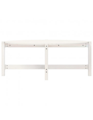 Tavolino da Salotto Bianco 118x63x45 cm Legno Massello di Pino