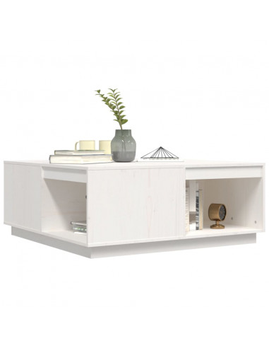 Tavolino da Salotto Bianco100x101x40,5cm Legno Massello di Pino