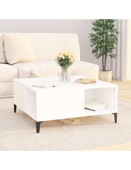 Tavolino da Salotto Bianco 80x80x36,5 cm in Legno Multistrato