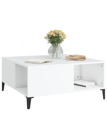 Tavolino da Salotto Bianco 80x80x36,5 cm in Legno Multistrato