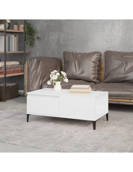 Tavolino da Salotto Bianco 90x50x36,5 cm in Legno Multistrato