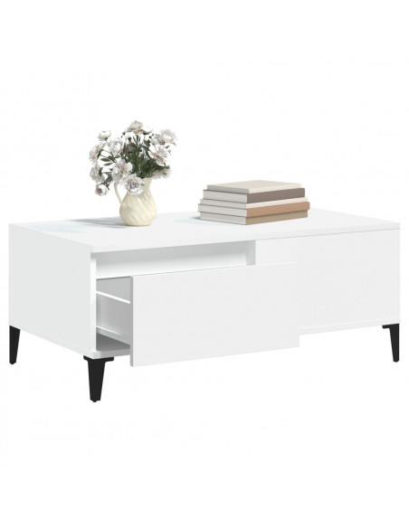 Tavolino da Salotto Bianco 90x50x36,5 cm in Legno Multistrato