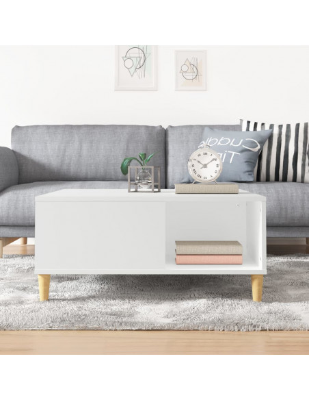 Tavolino da Salotto Bianco 80x80x36,5 cm in Legno Multistrato