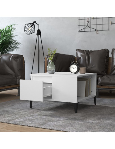 Tavolino da Salotto Bianco 55x55x36,5 cm in Legno Multistrato