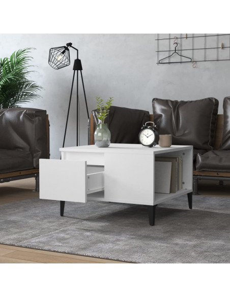 Tavolino da Salotto Bianco 55x55x36,5 cm in Legno Multistrato
