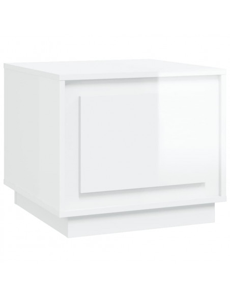 Tavolino da Salotto Bianco Lucido 51x50x44 cm Legno Multistrato