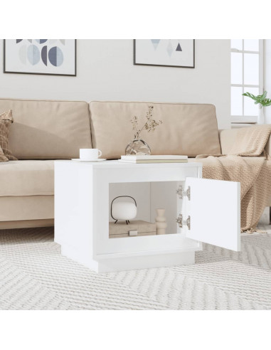 Tavolino da Salotto Bianco Lucido 51x50x44 cm Legno Multistrato