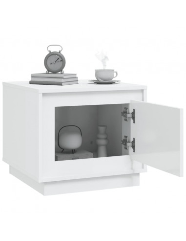 Tavolino da Salotto Bianco Lucido 51x50x44 cm Legno Multistrato