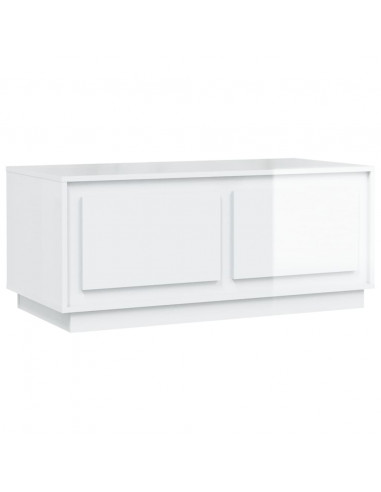 Tavolino da Salotto Bianco Lucido 102x50x44cm Legno Multistrato