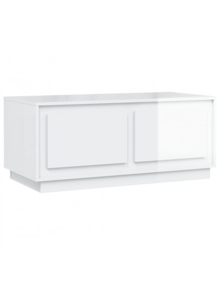 Tavolino da Salotto Bianco Lucido 102x50x44cm Legno Multistrato