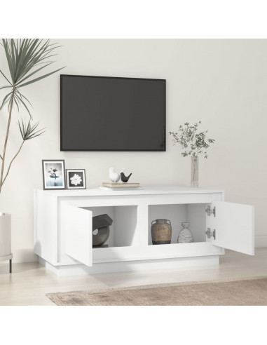 Tavolino da Salotto Bianco Lucido 102x50x44cm Legno Multistrato