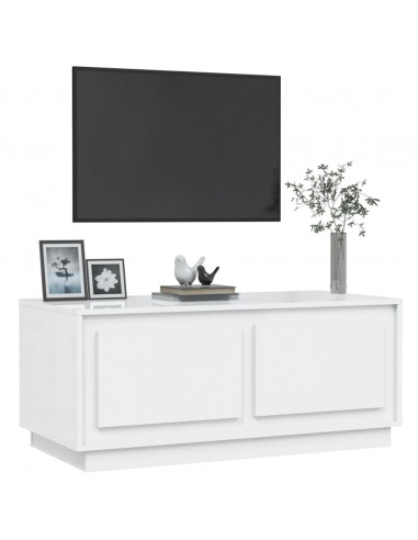 Tavolino da Salotto Bianco Lucido 102x50x44cm Legno Multistrato