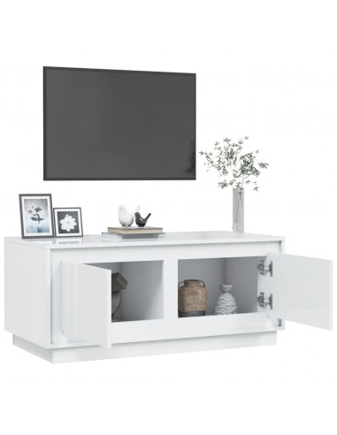 Tavolino da Salotto Bianco Lucido 102x50x44cm Legno Multistrato