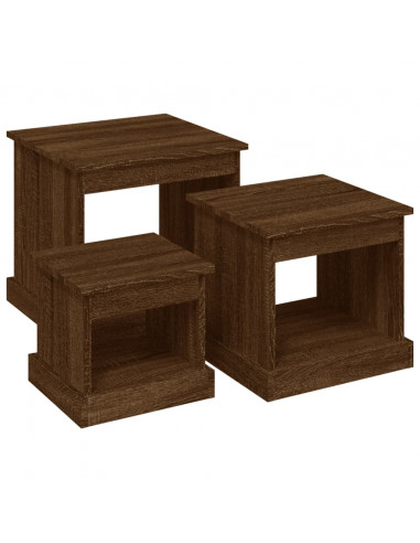 Tavolini da Salotto 3 pz Rovere Marrone in Legno Multistrato