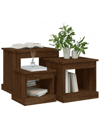 Tavolini da Salotto 3 pz Rovere Marrone in Legno Multistrato