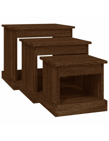 Tavolini da Salotto 3 pz Rovere Marrone in Legno Multistrato
