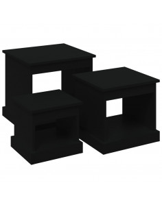 Tavolini da Salotto 3 pz Neri in Legno Multistrato 2