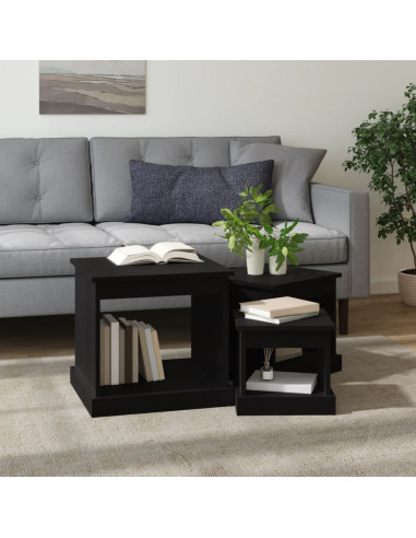 Tavolini da Salotto 3 pz Neri in Legno Multistrato