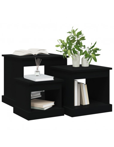 Tavolini da Salotto 3 pz Neri in Legno Multistrato