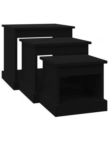 Tavolini da Salotto 3 pz Neri in Legno Multistrato