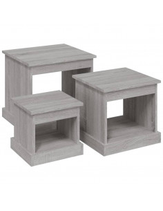 Tavolini da Salotto 3 pz Grigio Sonoma in Legno Multistrato 2