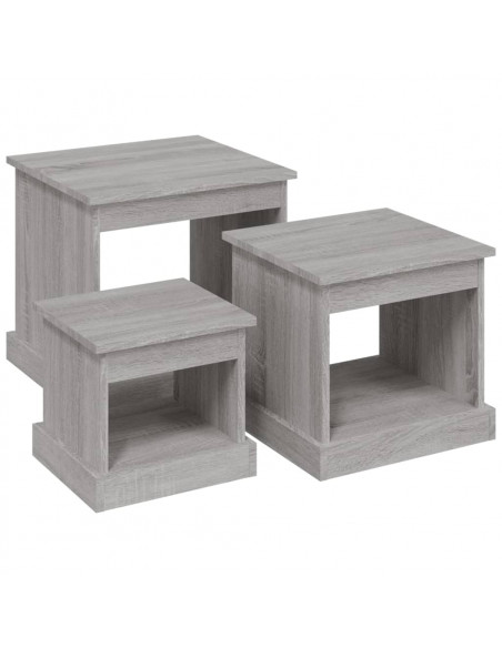 Tavolini da Salotto 3 pz Grigio Sonoma in Legno Multistrato