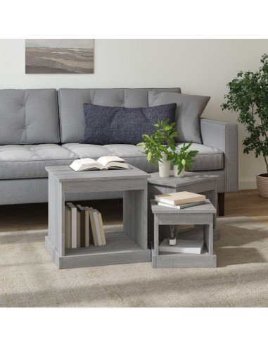 Tavolini da Salotto 3 pz Grigio Sonoma in Legno Multistrato