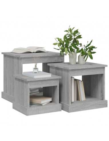 Tavolini da Salotto 3 pz Grigio Sonoma in Legno Multistrato