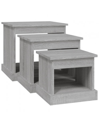 Tavolini da Salotto 3 pz Grigio Sonoma in Legno Multistrato