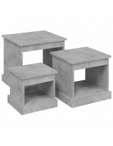 Tavolini da Salotto 3 pz Grigio Cemento in Legno Multistrato