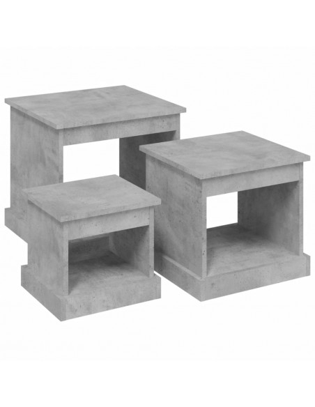 Tavolini da Salotto 3 pz Grigio Cemento in Legno Multistrato