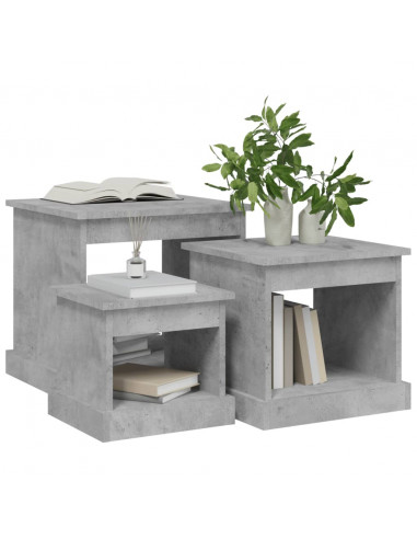 Tavolini da Salotto 3 pz Grigio Cemento in Legno Multistrato