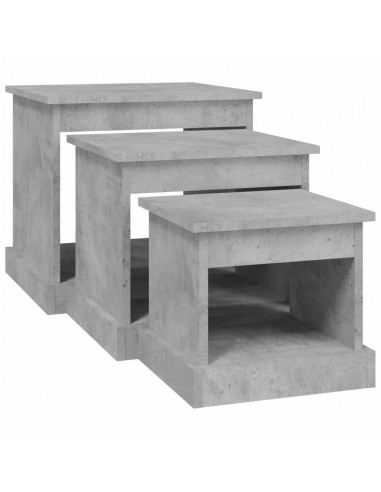 Tavolini da Salotto 3 pz Grigio Cemento in Legno Multistrato