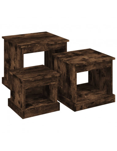 Tavolini da Salotto 3 pz Rovere Fumo in Legno Multistrato