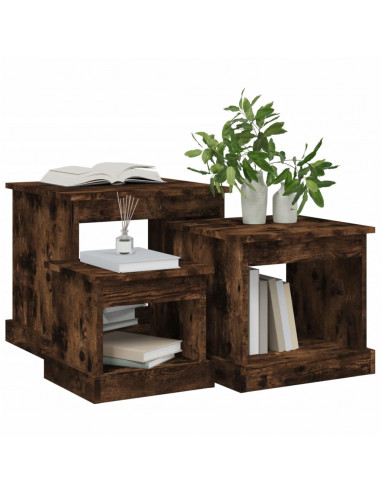 Tavolini da Salotto 3 pz Rovere Fumo in Legno Multistrato