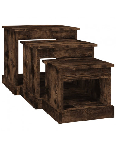 Tavolini da Salotto 3 pz Rovere Fumo in Legno Multistrato