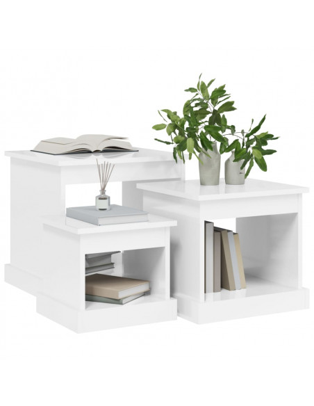 Tavolini da Salotto 3 pz Bianco Lucido in Legno Multistrato