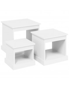 Tavolini da Salotto 3 pz Bianchi in Legno Multistrato 2