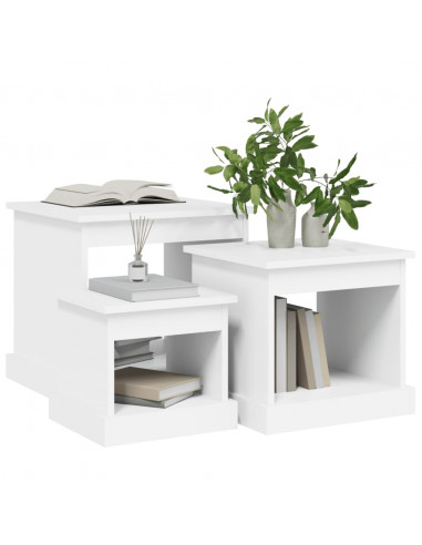 Tavolini da Salotto 3 pz Bianchi in Legno Multistrato