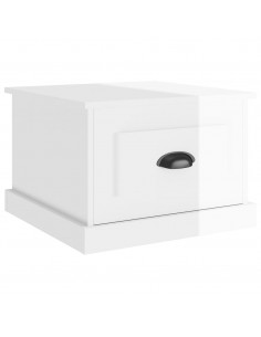 Tavolino da Salotto Bianco Lucido 50x50x35 cm Legno Multistrato 2