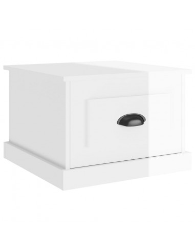 Tavolino da Salotto Bianco Lucido 50x50x35 cm Legno Multistrato
