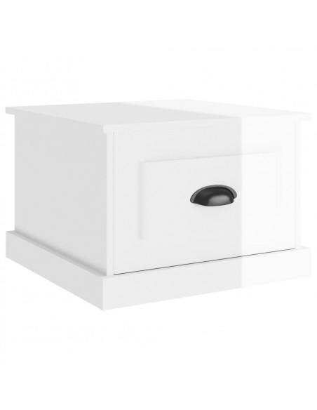 Tavolino da Salotto Bianco Lucido 50x50x35 cm Legno Multistrato