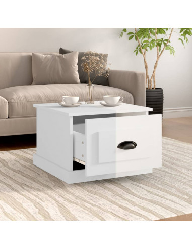 Tavolino da Salotto Bianco Lucido 50x50x35 cm Legno Multistrato