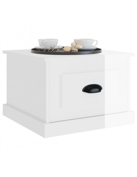 Tavolino da Salotto Bianco Lucido 50x50x35 cm Legno Multistrato