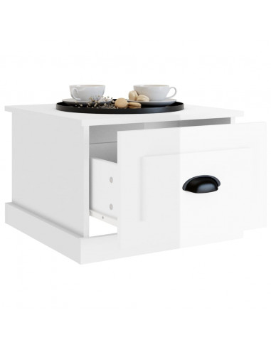 Tavolino da Salotto Bianco Lucido 50x50x35 cm Legno Multistrato